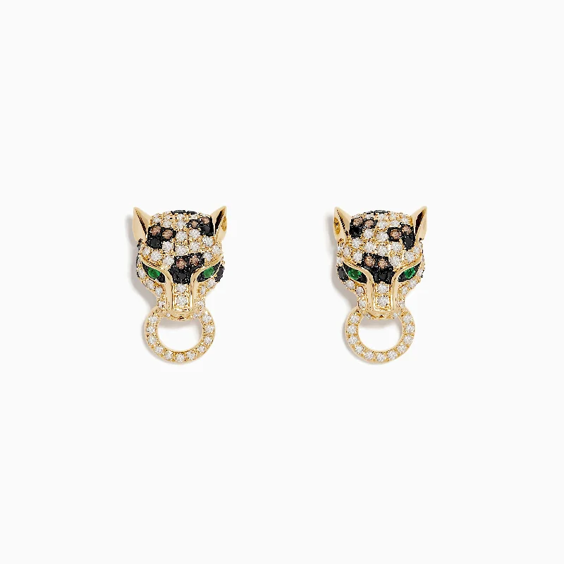 Brasillica 14K Yellow Gold Emerald, Espresso and White Diamond Earring