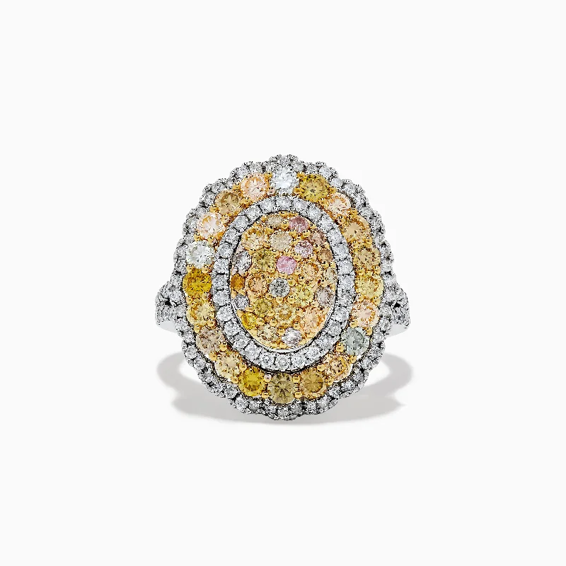 14K Two Tone Gold Multi Color Diamond Ring