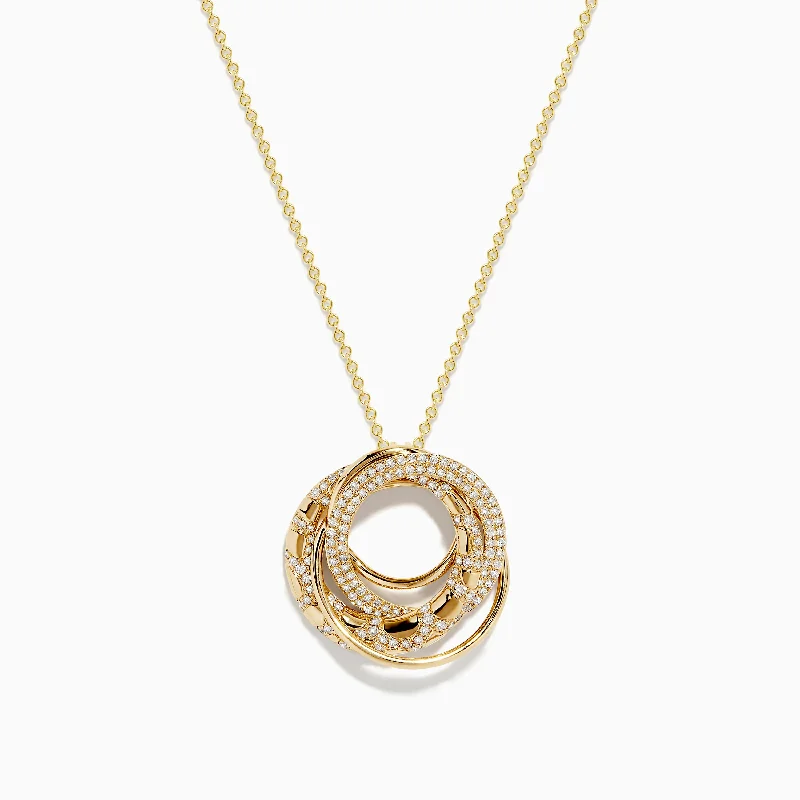 D'oro 14K Yellow Gold Diamond Crossover Pendant