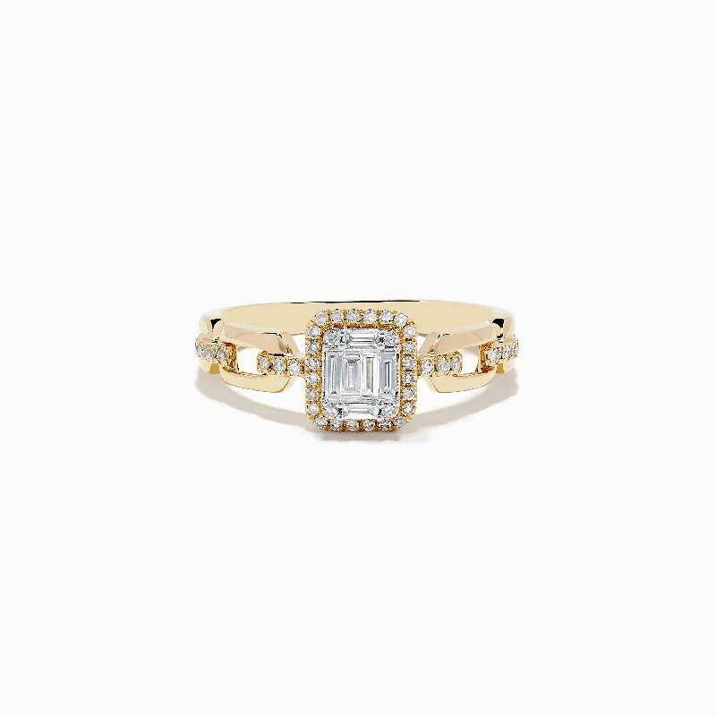 D'oro 14K Yellow Gold Diamond Ring