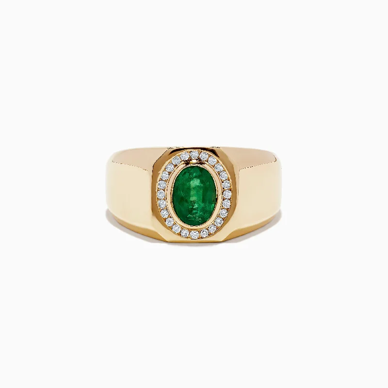 Men's Brasillica 14K Yellow Gold Diamond and Emerald Ring