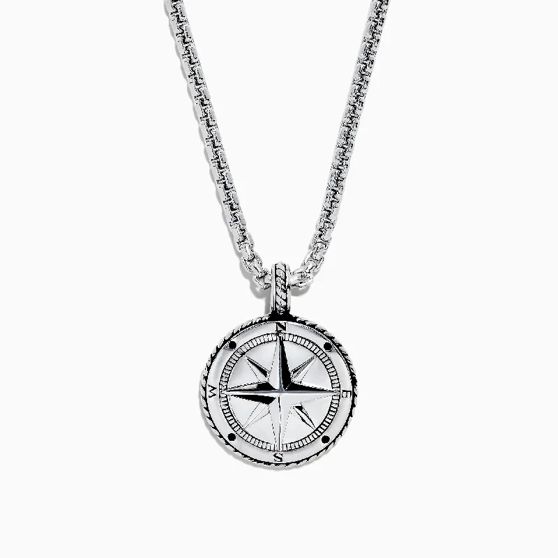 Men's Sterling Silver Compass Pendant