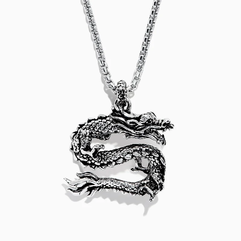 Men's Sterling Silver Dragon Pendant