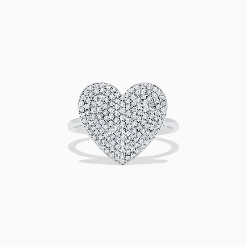 Pave Classica 14K White Gold Diamond Heart Ring