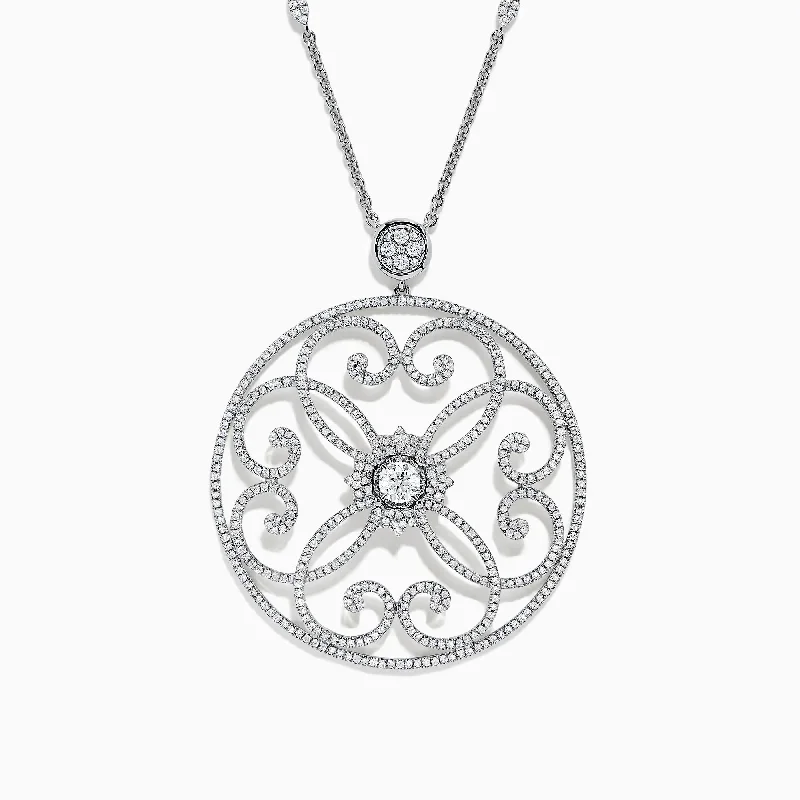 Pave Classica 14K White Gold Diamond Pendant, 1.32 TCW