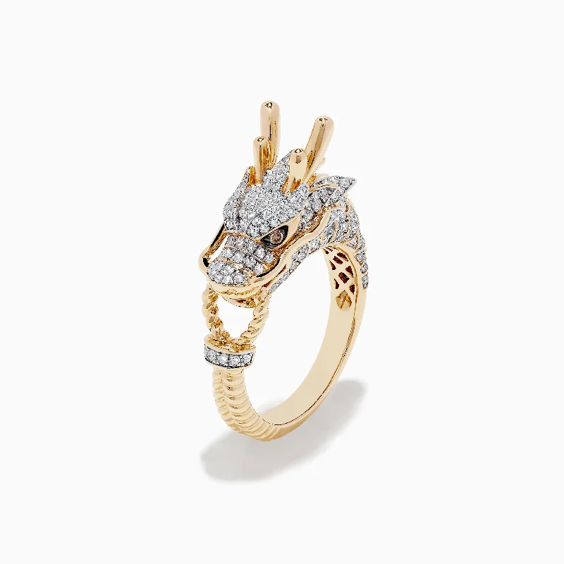 Safari 14K Yellow Gold Espresso and White Diamond Dragon Ring