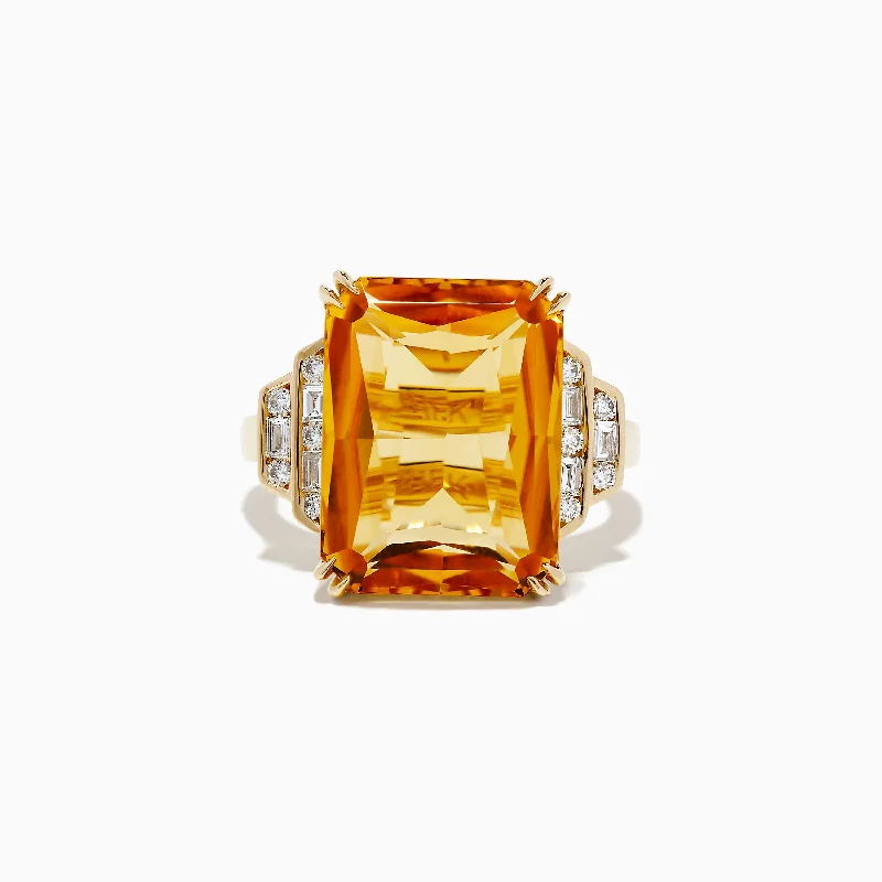 Sunset 14K Yellow Gold Citrine and Diamond Ring