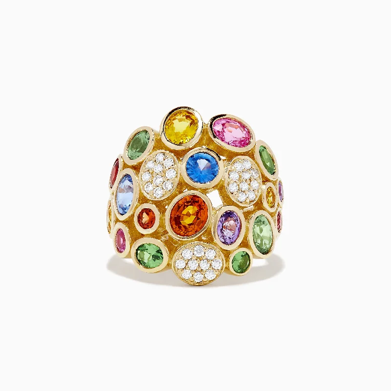 Watercolors 14K Yellow Gold Multi Sapphire and Diamond Ring