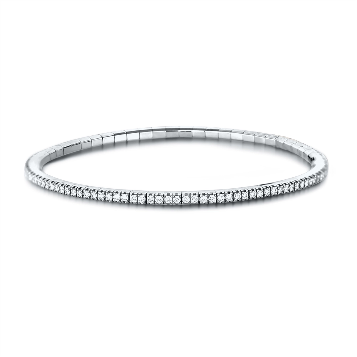 Extensible 18K White Gold Diamond Stretch Tennis Bracelet