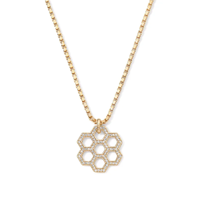 Gold and Diamond Honeycomb Pendant