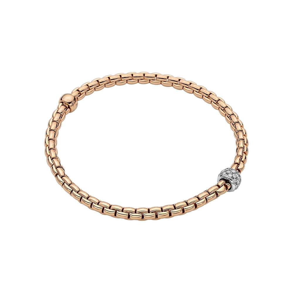 FOPE 18K Rose Gold Eka Tiny Collection Diamond Bracelet, X-Small Size