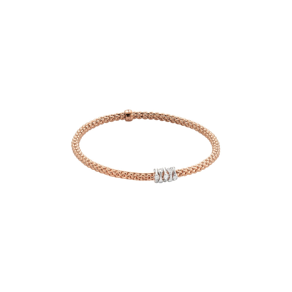 Fope 18K Rose Gold Prima Collection Bracelet with Diamonds, Small Size