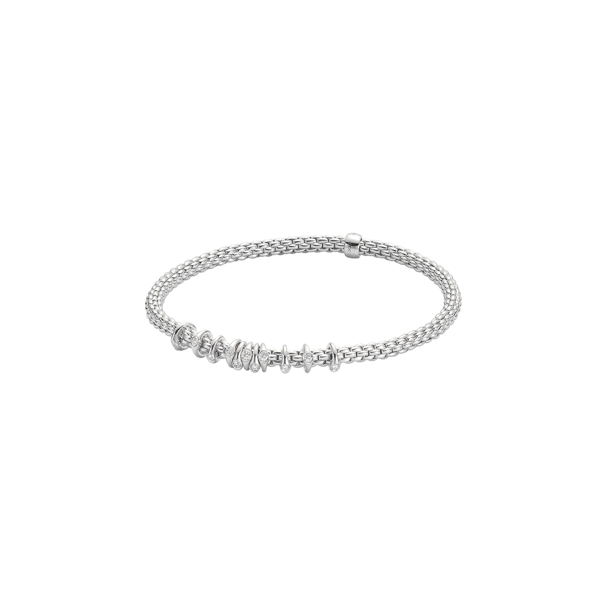 FOPE 18K White Gold Prima Collection Diamond Bracelet, Medium Size