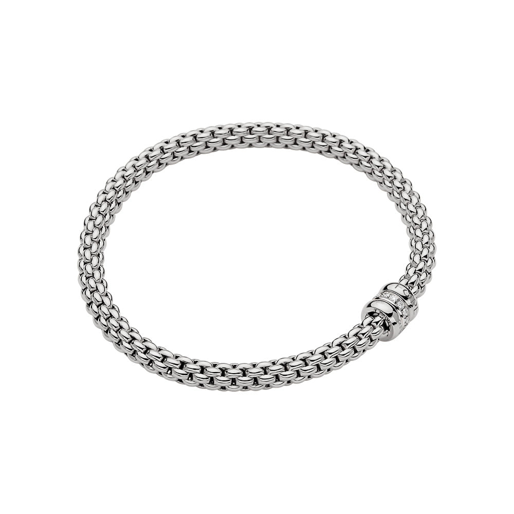 Fope 18K White Gold Solo Collection Diamond Bracelet, Small Size