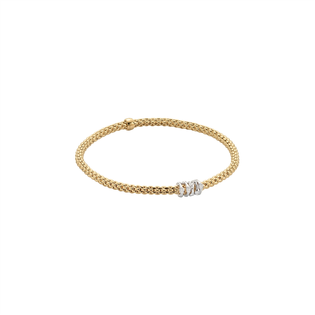 Fope 18K Yellow and White Gold Prima Collection Bracelet with Diamonds, Small Size