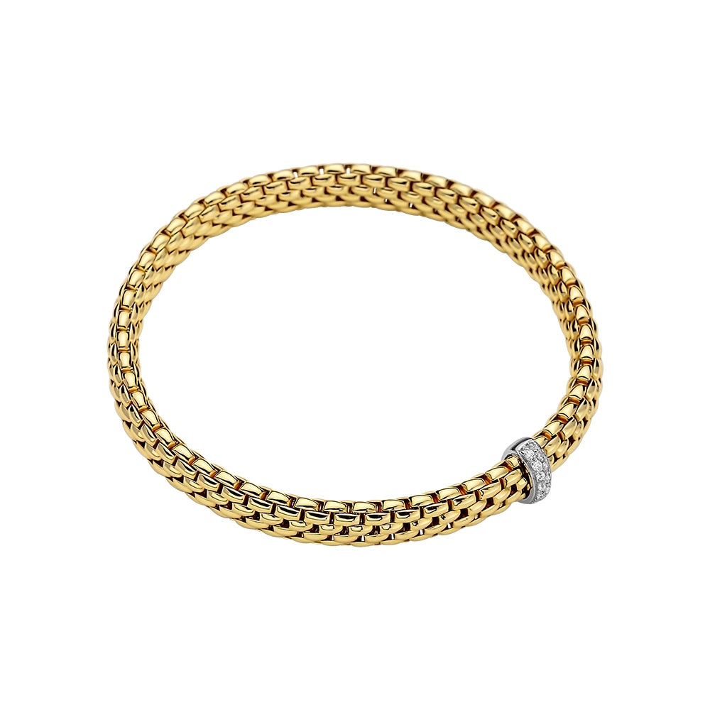 Fope 18K Yellow and White Gold Vendome Collection Diamond Bracelet, Large Size