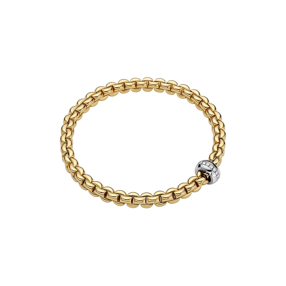 FOPE 18K Yellow Gold Eka Colleciton Flex-it Diamond Bracelet, Medium Size