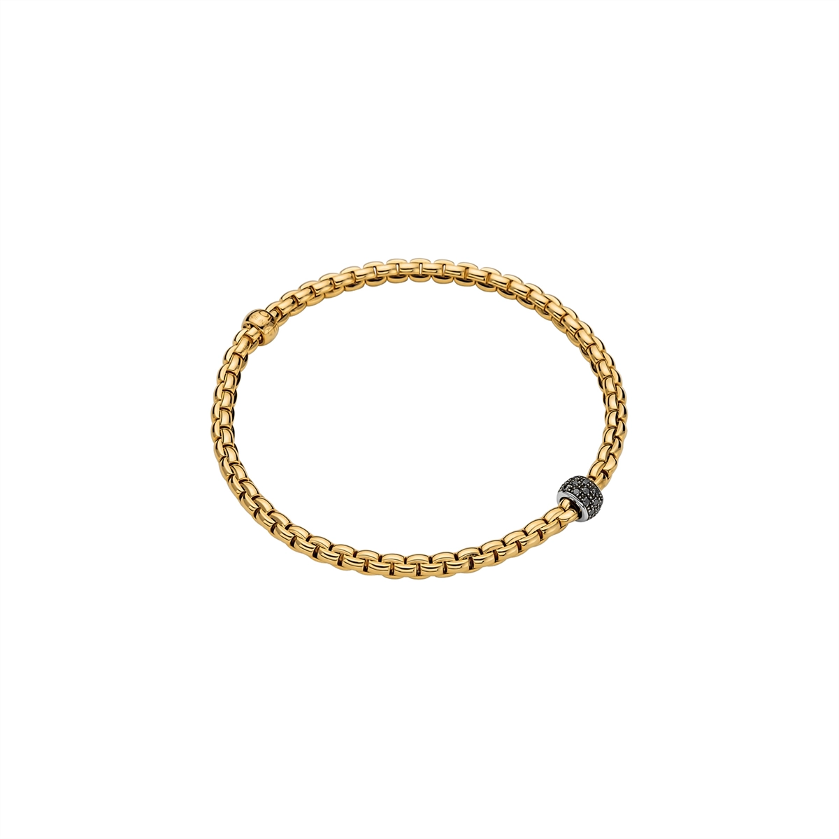 Fope 18K Yellow Gold Eka Collection Bracelet with Black Diamond Rondel