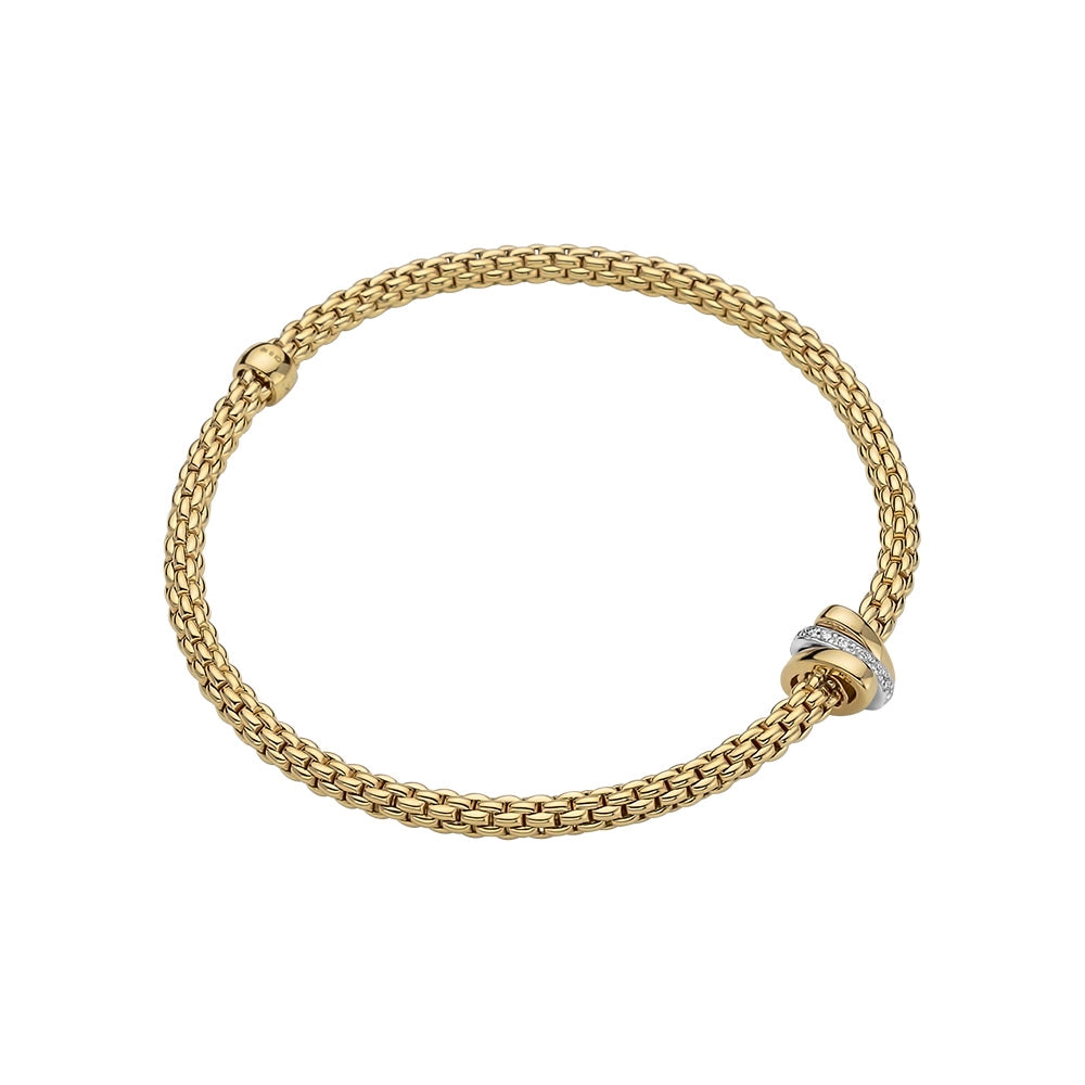 Fope 18K Yellow Gold Prima Collection Diamond Bracelet, Large Size