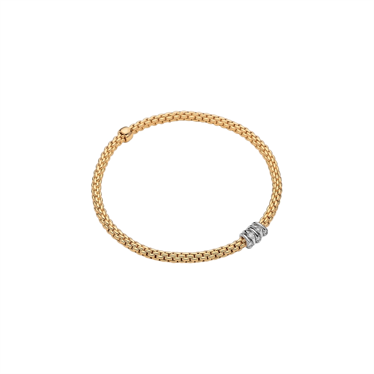 Fope 18K Yellow Gold Prima Flexible Bracelet with Diamonds in Small