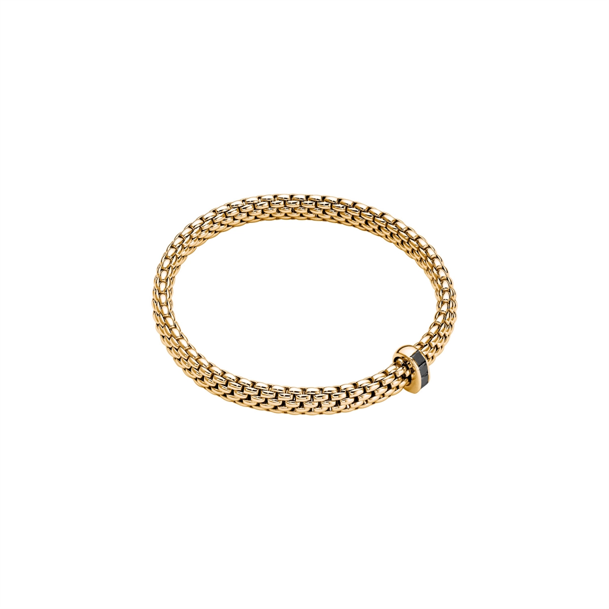 Fope 18K Yellow Gold Vendome Collection Black Diamond Bracelet, Large Size