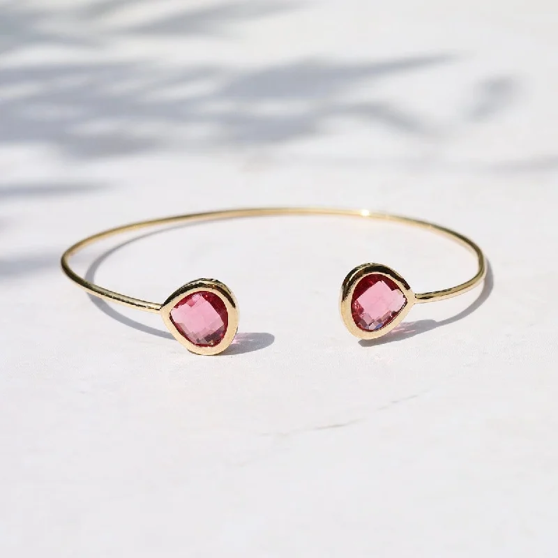 Gold Plated Double Fuchsia Crystal Bracelet