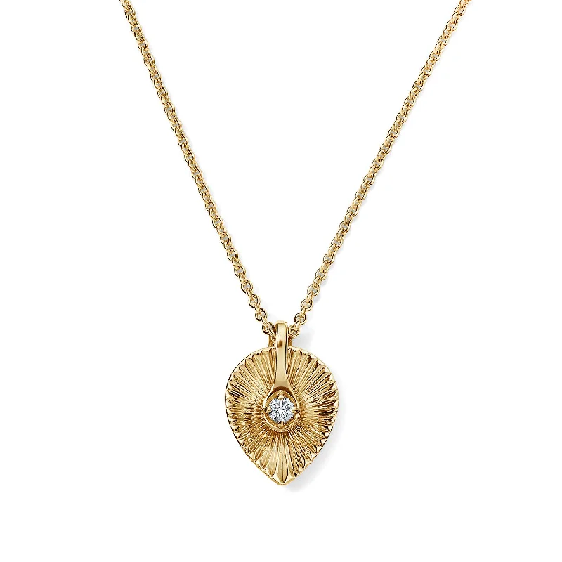 Gold and Diamond Fluted Medium Pear Pendant