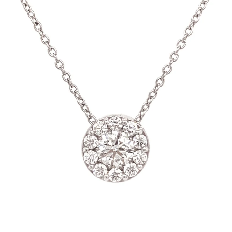 Hearts On Fire 18K White Gold Fulfillment Diamond Cluster Pendant with a 18K White Gold Link Necklace (0.75ctw)