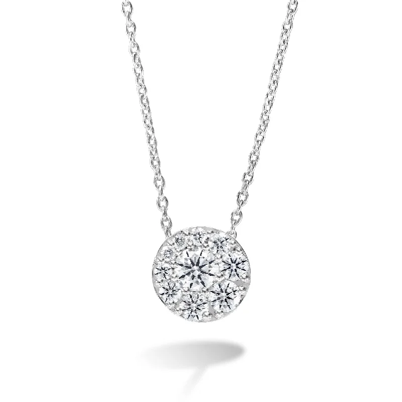 Hearts On Fire 18K White Gold Tessa Diamond Cluster Pendant with a 18K White Gold Link Necklace (0.25ctw)