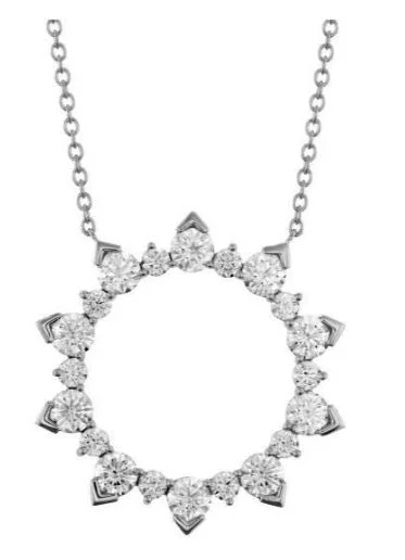 Hearts On Fire 18K White Gold Aerial Eclipse Diamonds Circle Pendant with a 18K White Gold Link Necklace (1.80ctw)