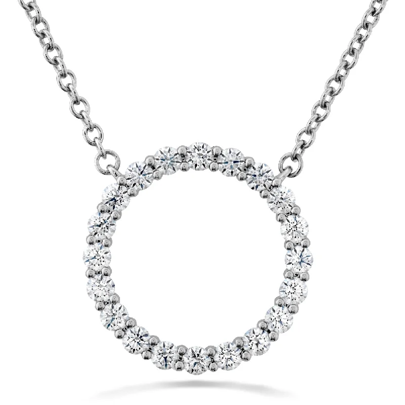 Hearts On Fire Signature Circle 18K White Gold Round Shape Diamond Circle Pendant Medium (0.36ctw)