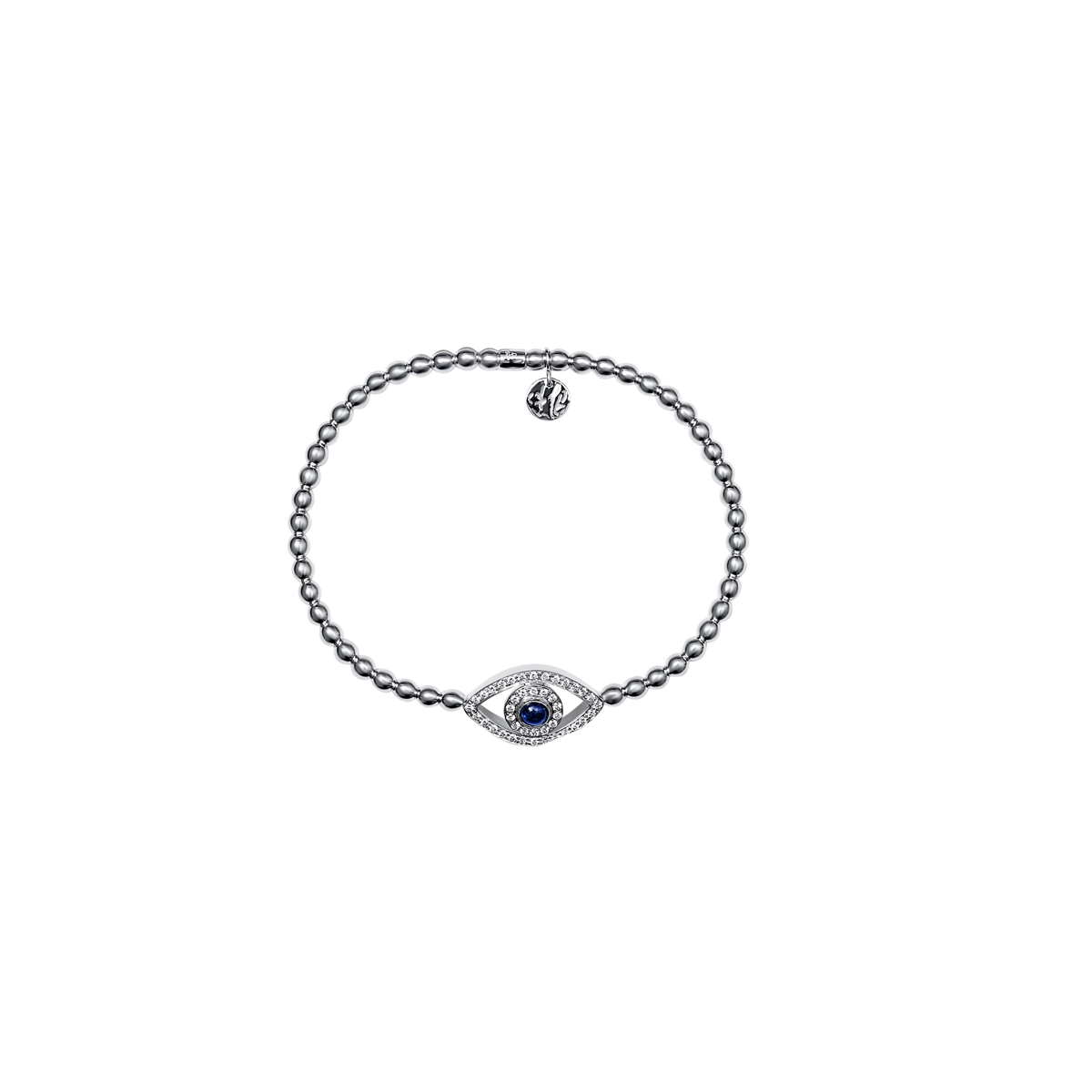 Hulchi Belluni 18K White Gold Element Diamond and Sapphire Eye Bracelet