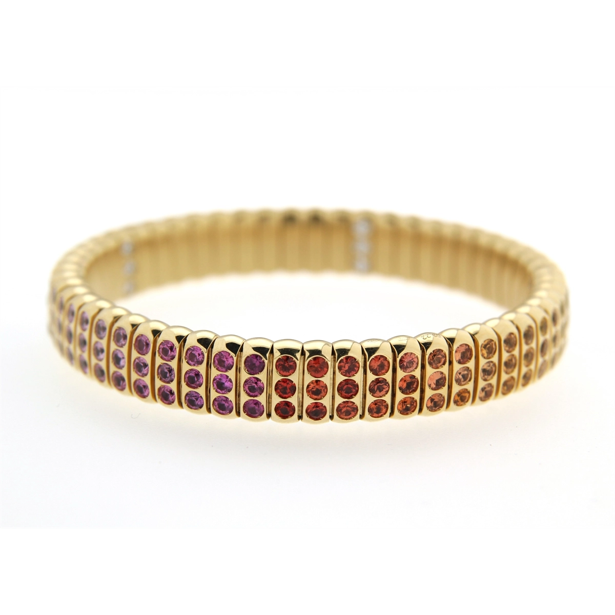 Hulchi Belluni 18K Yellow Gold Wide Tresore Reversible Diamond and Rainbow Sapphire Bracelet