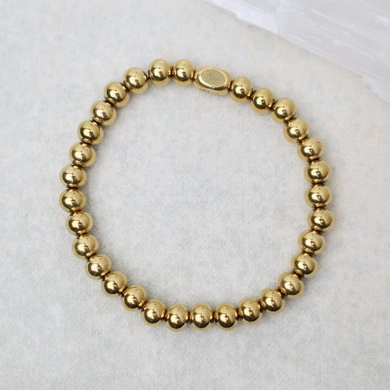 6mm Plain Ball Bracelet in Gold Plated Stainless Steel