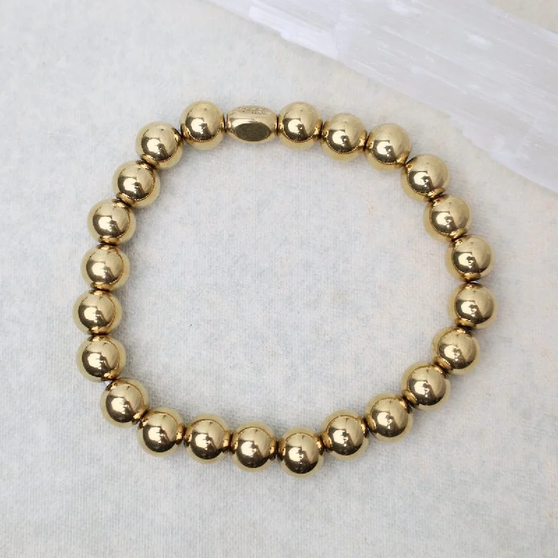 8mm Plain Ball Bracelet in Gold Plated Stainless Steel