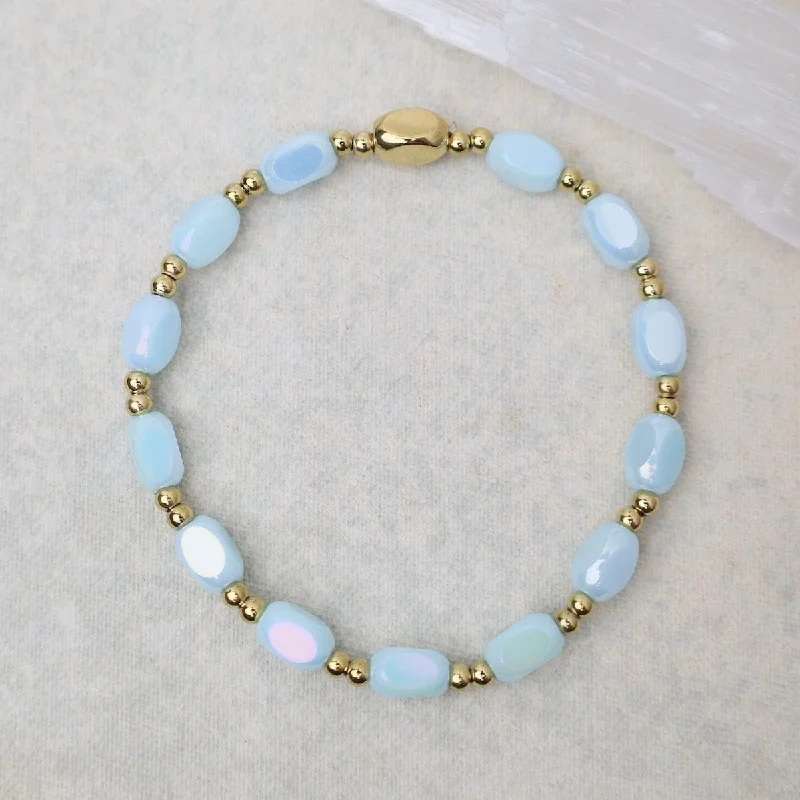 All in Pop Of Color Bracelet in Sky Blue & Gold