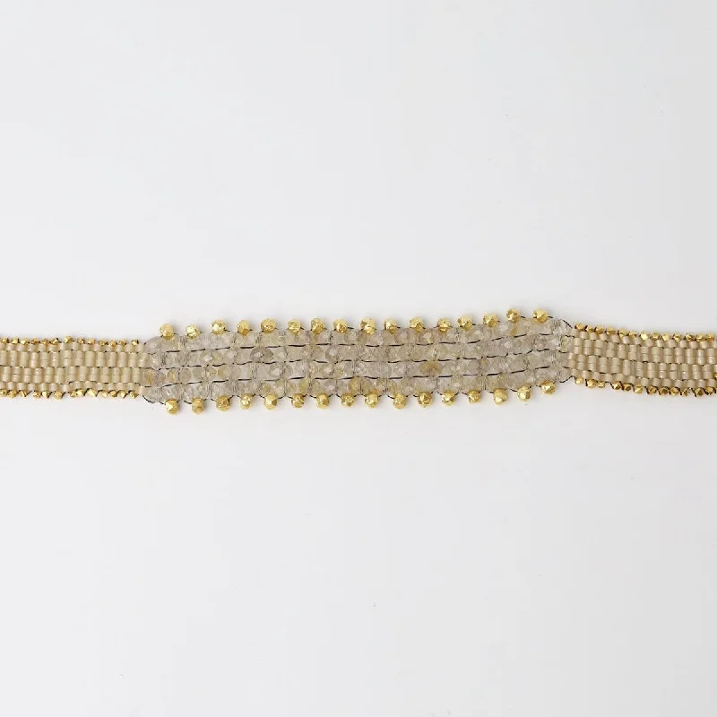 Hand Woven Soft Bracelet of Golden Rutilated Quartz