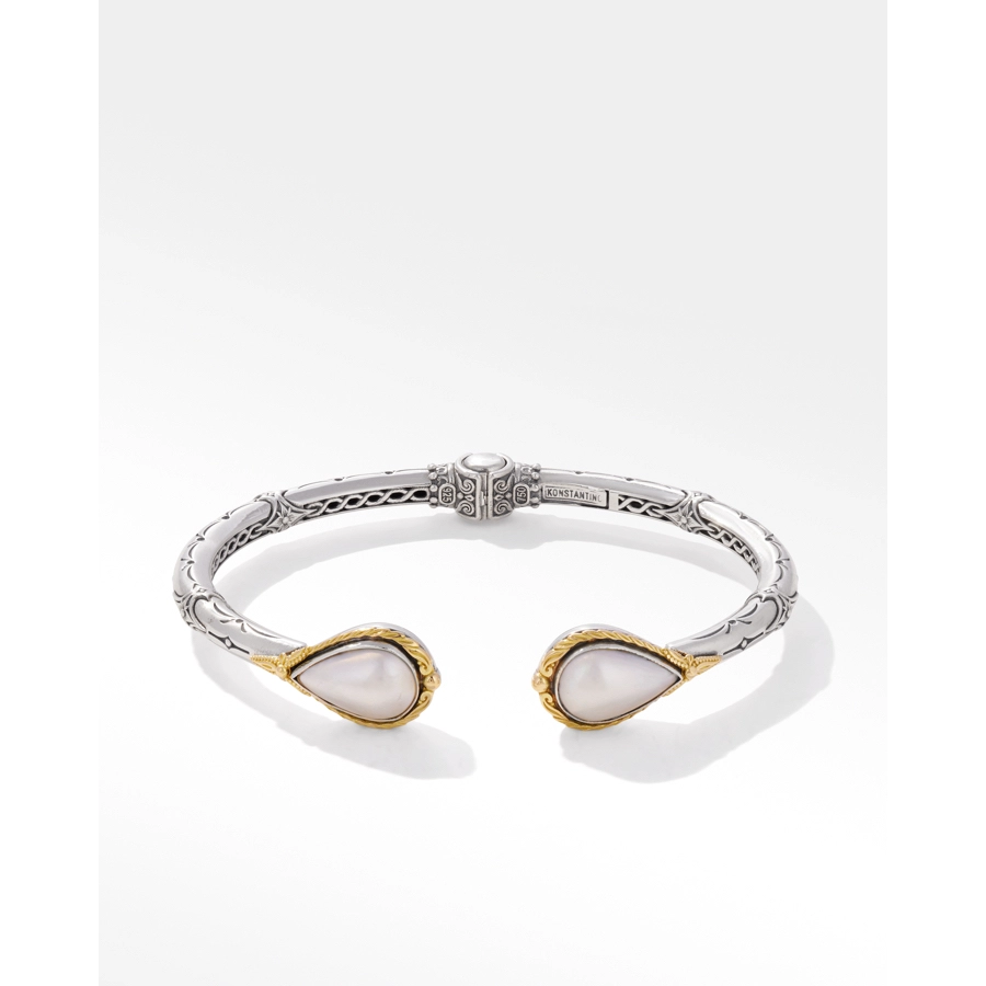 Konstantino Muse Collection Silver and Gold Pearl Cuff Bracelet