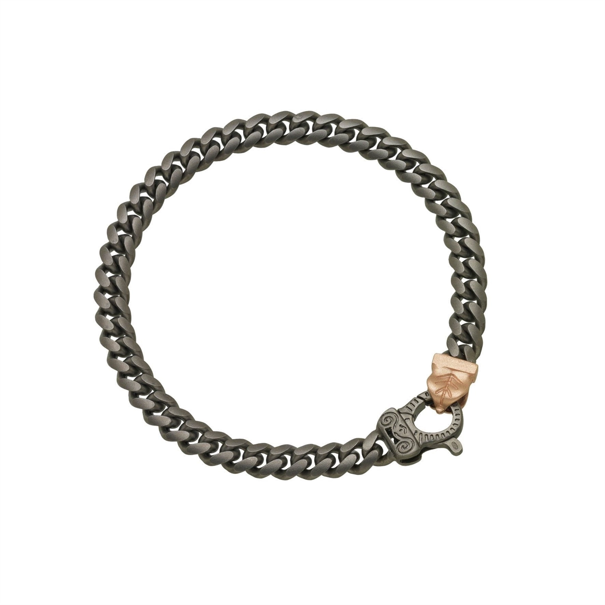 Marco Dal Maso Flaming Tongue Oxidized Silver with Rose Gold Plating Link Bracelet