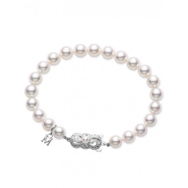 Mikimoto 18K White Gold 7 inch Pearl Bracelet