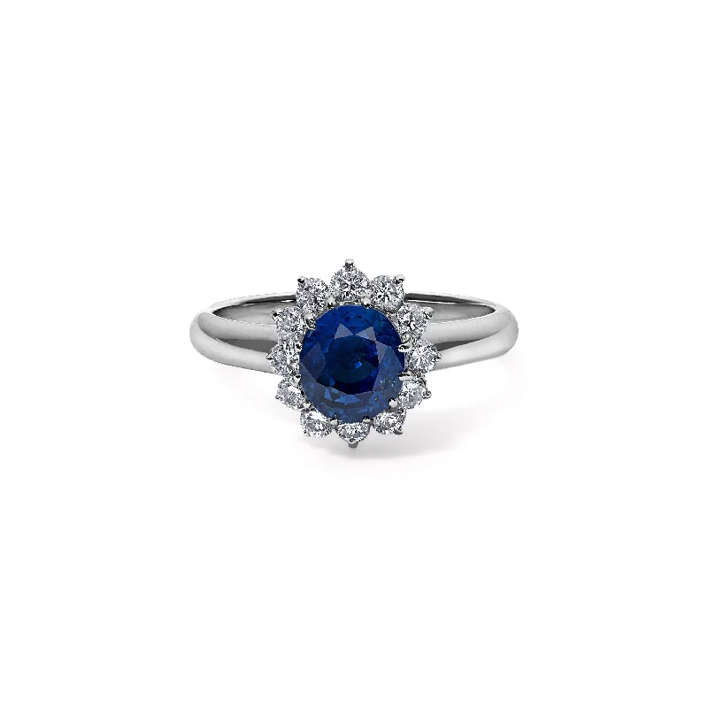 Oval Sapphire and Diamond Cluster Ring