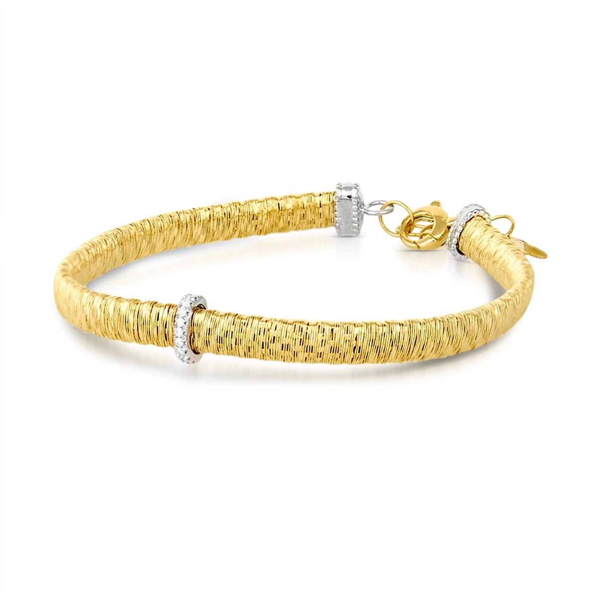 Piero Milano 18K Yellow Gold Bracelet with White Gold Diamond Rondel