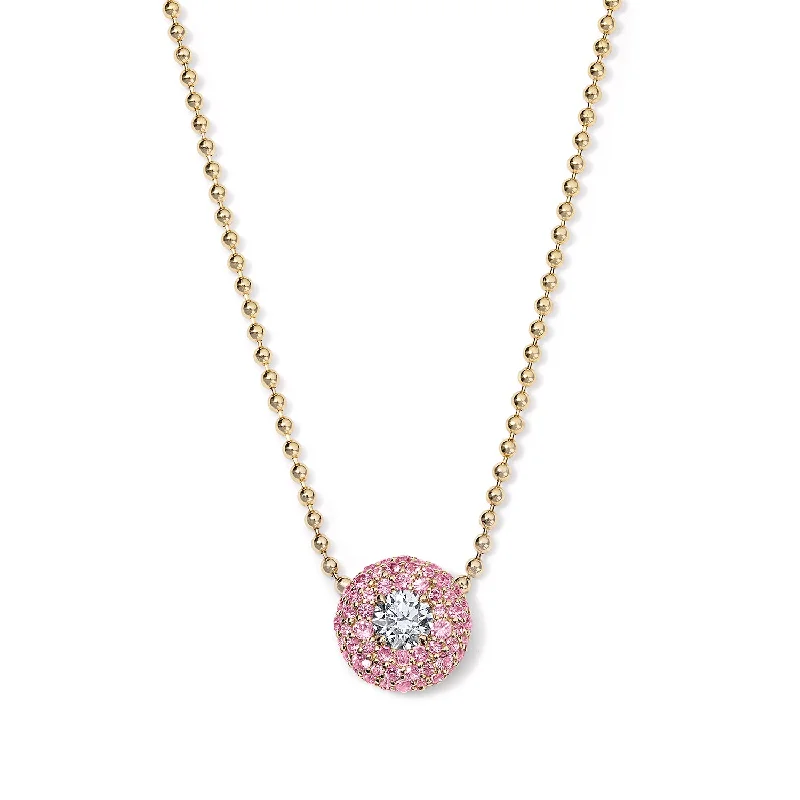 Pink Sapphire Donut Pendant with Diamond Center