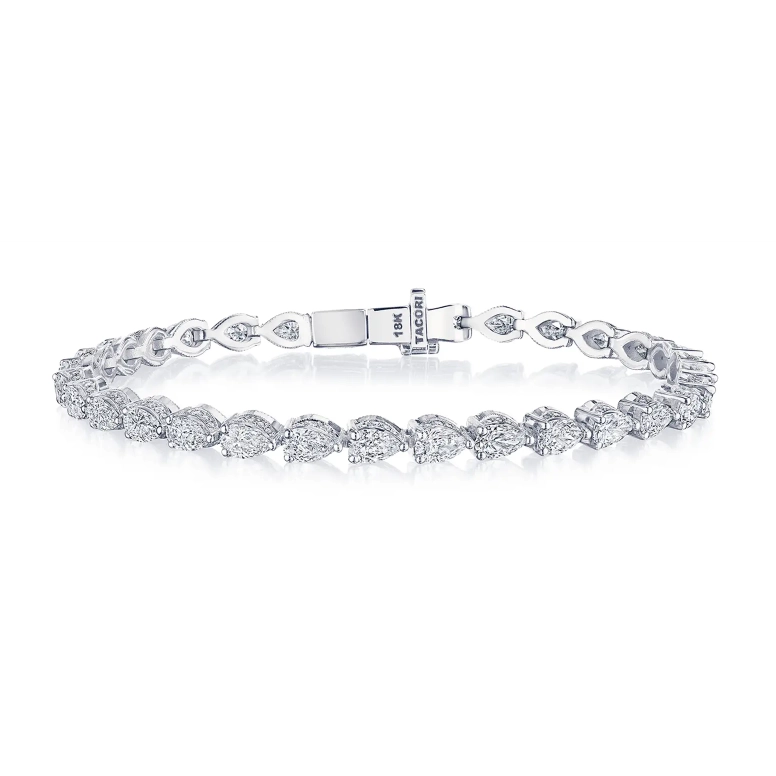 Tacori 18K White Gold Pear Diamond Tennis Bracelet