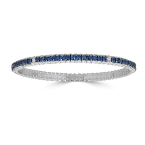 Zydo 18K White Gold Diamond & Sapphire Stretch Bracelet