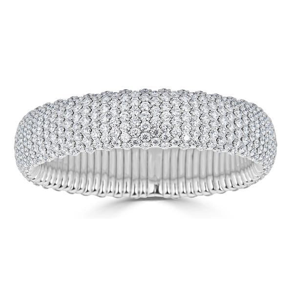 Zydo 18K White Gold Wide Diamond Stretch Bracelet