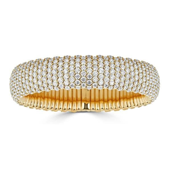 Zydo 18K Yellow Gold Wide Diamond Stretch Bracelet