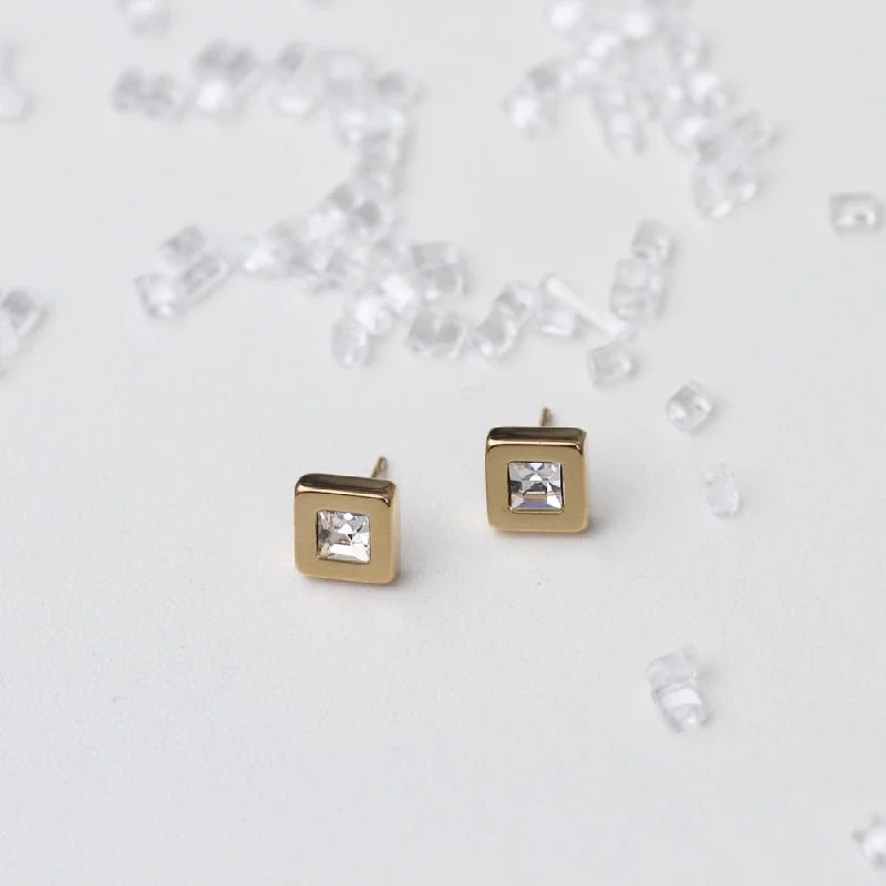 SQUARE CRYSTAL EARRINGS