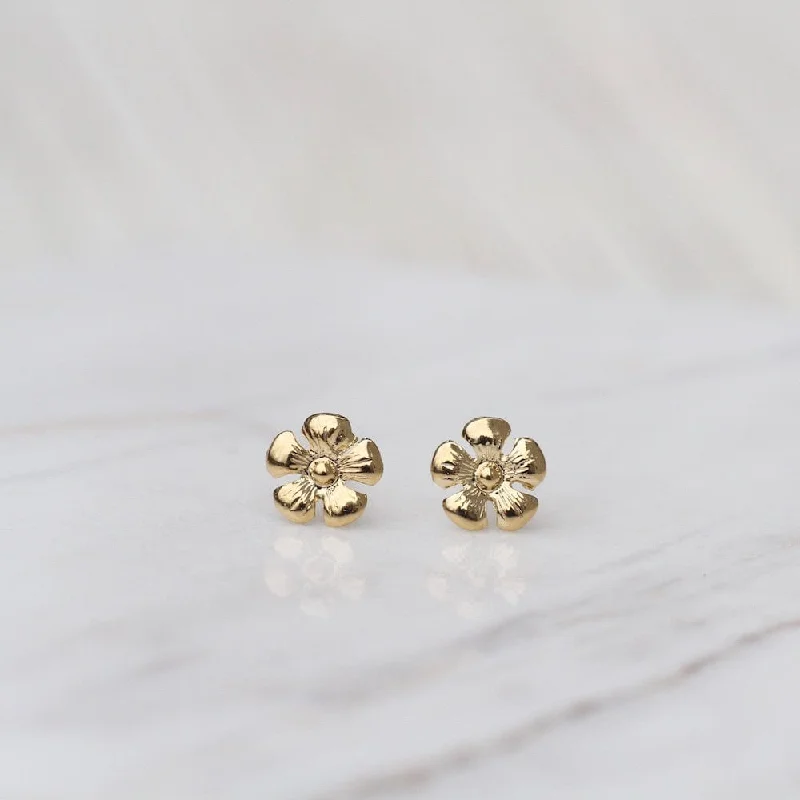 14k Gold Small Daisy Flower Post Earrings