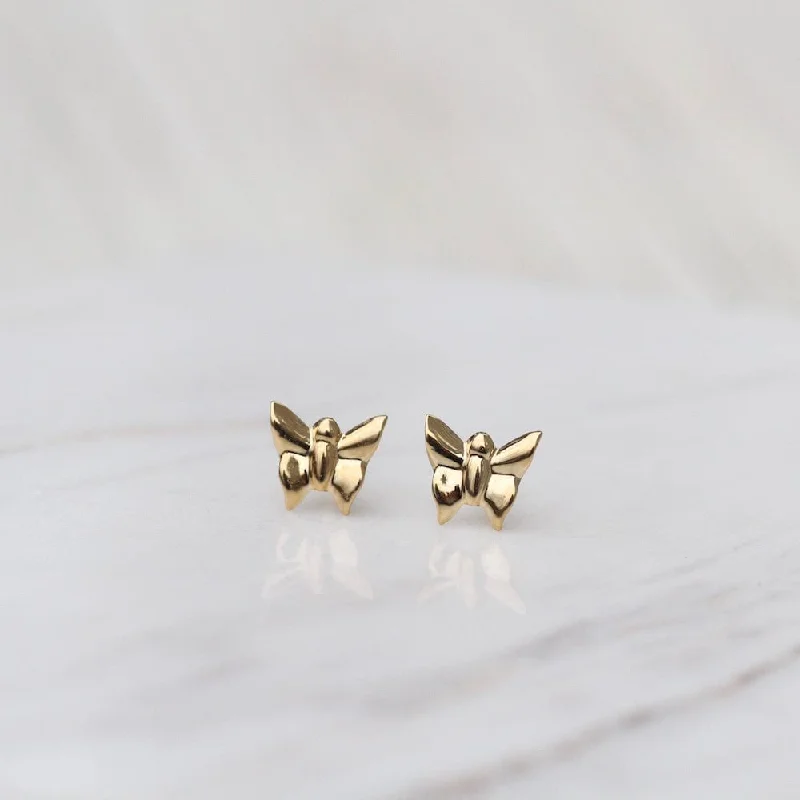 14k Gold Small Butterfly Post Earrings